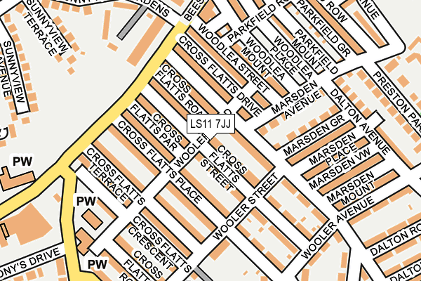 LS11 7JJ map - OS OpenMap – Local (Ordnance Survey)