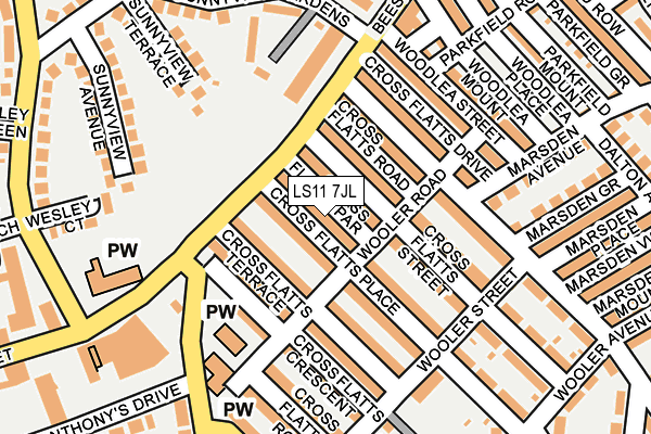 LS11 7JL map - OS OpenMap – Local (Ordnance Survey)