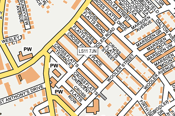 LS11 7JN map - OS OpenMap – Local (Ordnance Survey)