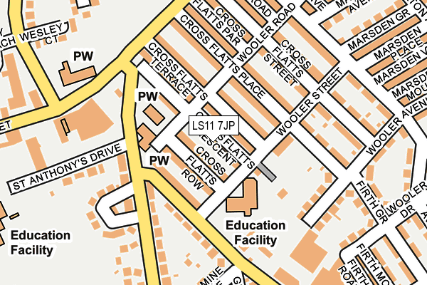 LS11 7JP map - OS OpenMap – Local (Ordnance Survey)