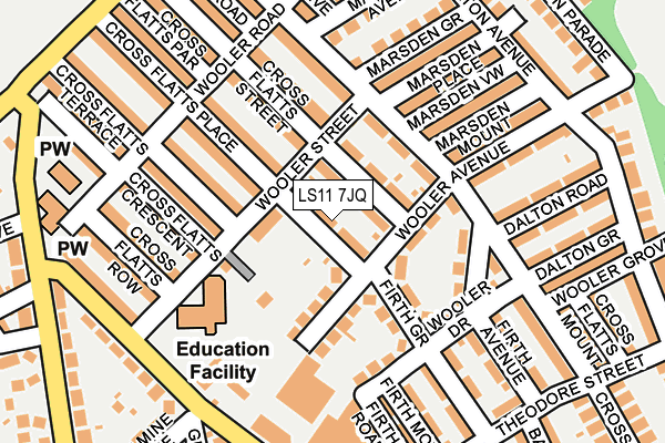 LS11 7JQ map - OS OpenMap – Local (Ordnance Survey)