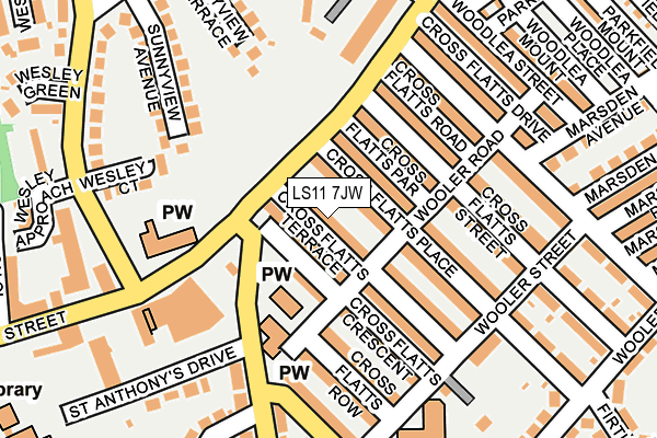 LS11 7JW map - OS OpenMap – Local (Ordnance Survey)