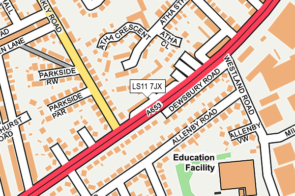 LS11 7JX map - OS OpenMap – Local (Ordnance Survey)
