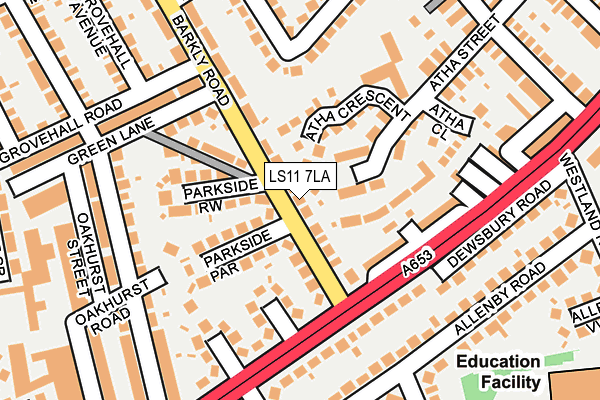 LS11 7LA map - OS OpenMap – Local (Ordnance Survey)