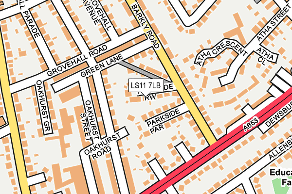 LS11 7LB map - OS OpenMap – Local (Ordnance Survey)