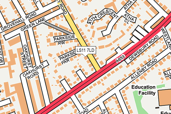 LS11 7LD map - OS OpenMap – Local (Ordnance Survey)