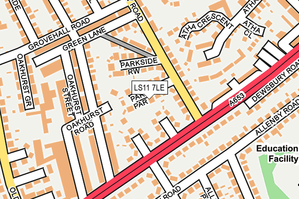 LS11 7LE map - OS OpenMap – Local (Ordnance Survey)