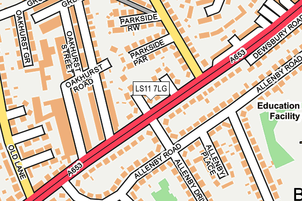 LS11 7LG map - OS OpenMap – Local (Ordnance Survey)