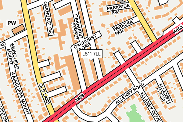 LS11 7LL map - OS OpenMap – Local (Ordnance Survey)