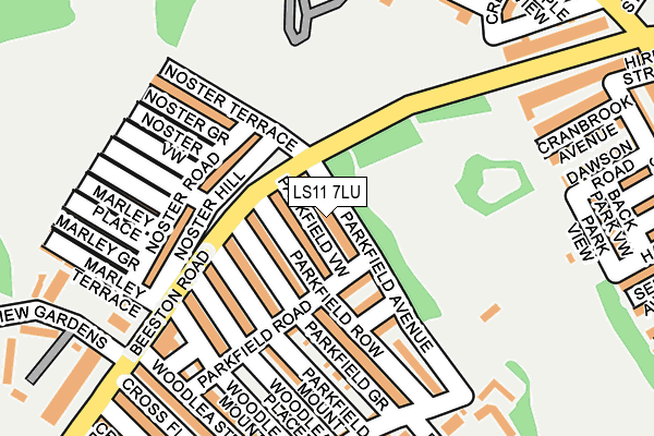 LS11 7LU map - OS OpenMap – Local (Ordnance Survey)