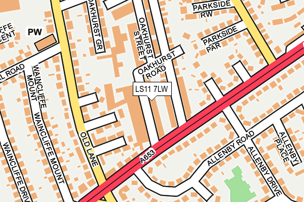 LS11 7LW map - OS OpenMap – Local (Ordnance Survey)