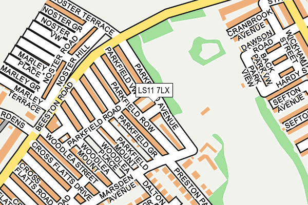LS11 7LX map - OS OpenMap – Local (Ordnance Survey)