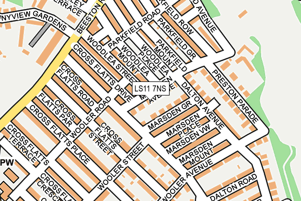 LS11 7NS map - OS OpenMap – Local (Ordnance Survey)