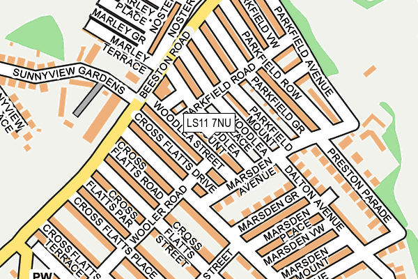 LS11 7NU map - OS OpenMap – Local (Ordnance Survey)