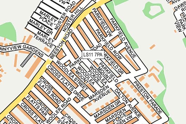 LS11 7PA map - OS OpenMap – Local (Ordnance Survey)