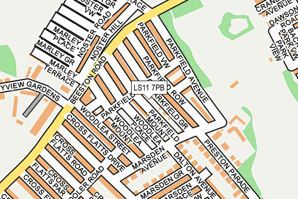 LS11 7PB map - OS OpenMap – Local (Ordnance Survey)