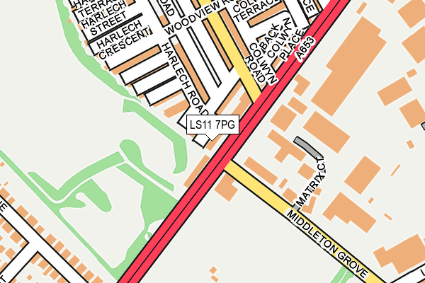 LS11 7PG map - OS OpenMap – Local (Ordnance Survey)