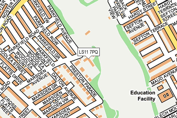 LS11 7PQ map - OS OpenMap – Local (Ordnance Survey)