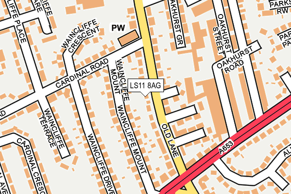 LS11 8AG map - OS OpenMap – Local (Ordnance Survey)