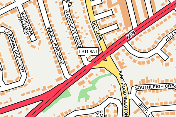 LS11 8AJ map - OS OpenMap – Local (Ordnance Survey)