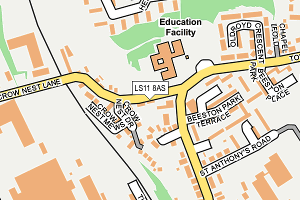 LS11 8AS map - OS OpenMap – Local (Ordnance Survey)
