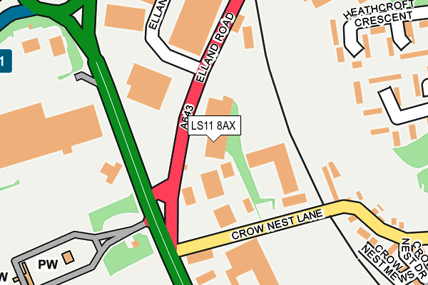 LS11 8AX map - OS OpenMap – Local (Ordnance Survey)