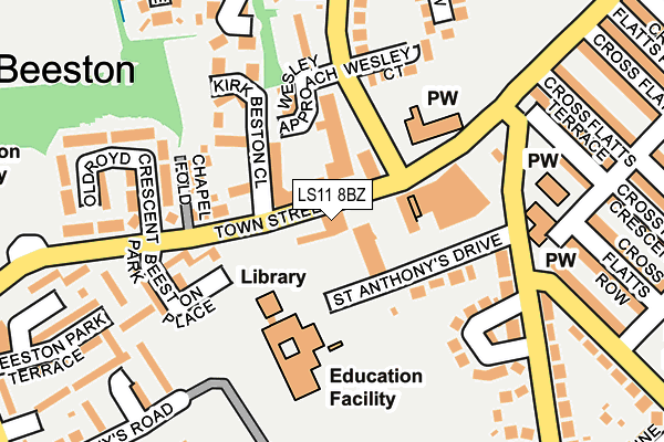 LS11 8BZ map - OS OpenMap – Local (Ordnance Survey)