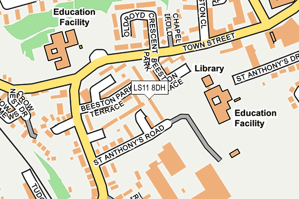 LS11 8DH map - OS OpenMap – Local (Ordnance Survey)