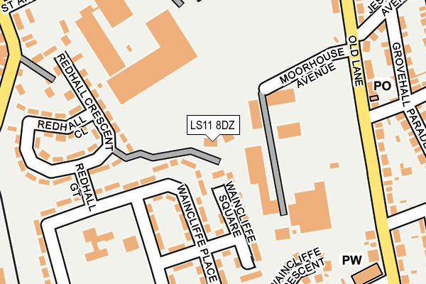 LS11 8DZ map - OS OpenMap – Local (Ordnance Survey)