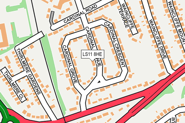 LS11 8HE map - OS OpenMap – Local (Ordnance Survey)