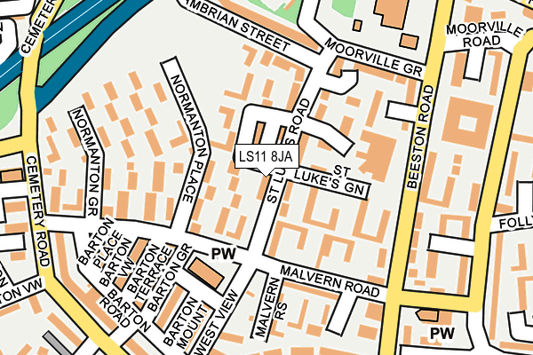 LS11 8JA map - OS OpenMap – Local (Ordnance Survey)