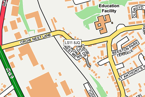 LS11 8JQ map - OS OpenMap – Local (Ordnance Survey)
