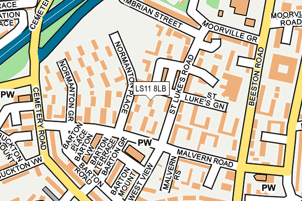 LS11 8LB map - OS OpenMap – Local (Ordnance Survey)