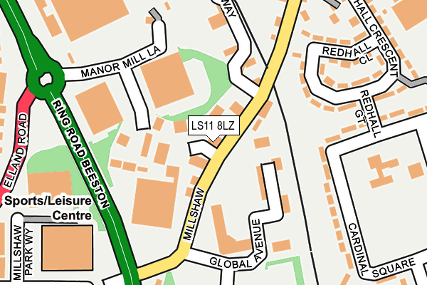 LS11 8LZ map - OS OpenMap – Local (Ordnance Survey)