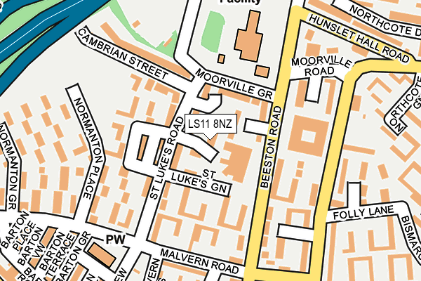 LS11 8NZ map - OS OpenMap – Local (Ordnance Survey)