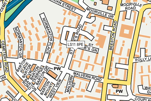 LS11 8PE map - OS OpenMap – Local (Ordnance Survey)