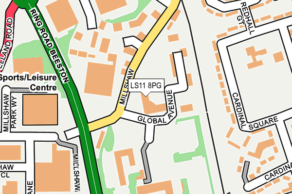 LS11 8PG map - OS OpenMap – Local (Ordnance Survey)