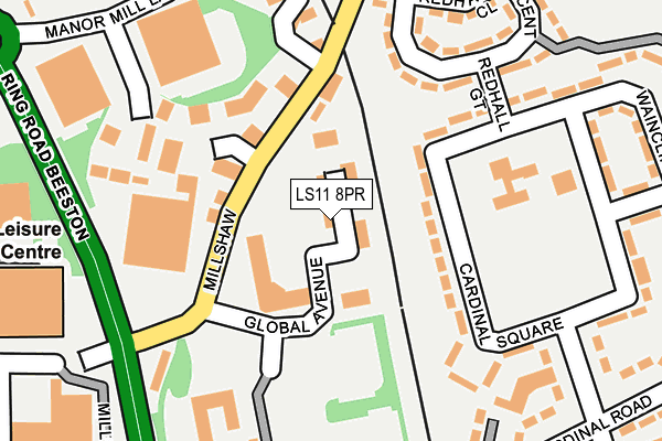 LS11 8PR map - OS OpenMap – Local (Ordnance Survey)