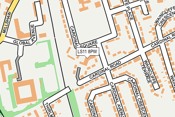 LS11 8PW map - OS OpenMap – Local (Ordnance Survey)