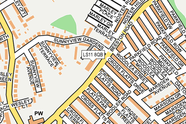 LS11 8QB map - OS OpenMap – Local (Ordnance Survey)