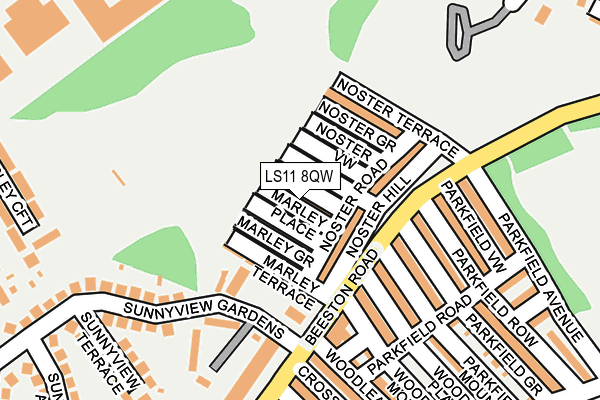 LS11 8QW map - OS OpenMap – Local (Ordnance Survey)