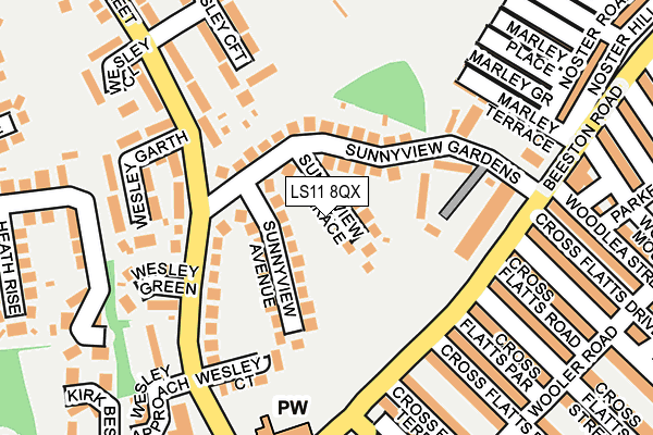LS11 8QX map - OS OpenMap – Local (Ordnance Survey)
