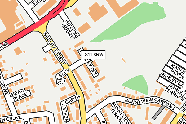 LS11 8RW map - OS OpenMap – Local (Ordnance Survey)