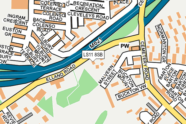 LS11 8SB map - OS OpenMap – Local (Ordnance Survey)