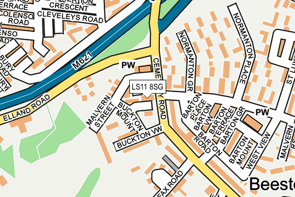 LS11 8SG map - OS OpenMap – Local (Ordnance Survey)