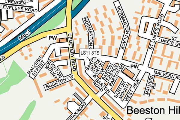 LS11 8TS map - OS OpenMap – Local (Ordnance Survey)