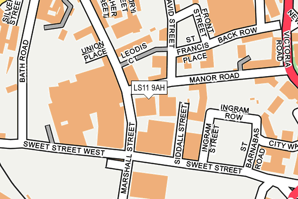 LS11 9AH map - OS OpenMap – Local (Ordnance Survey)