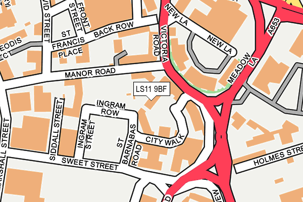 LS11 9BF map - OS OpenMap – Local (Ordnance Survey)