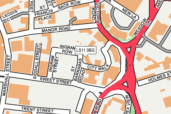 LS11 9BG map - OS OpenMap – Local (Ordnance Survey)
