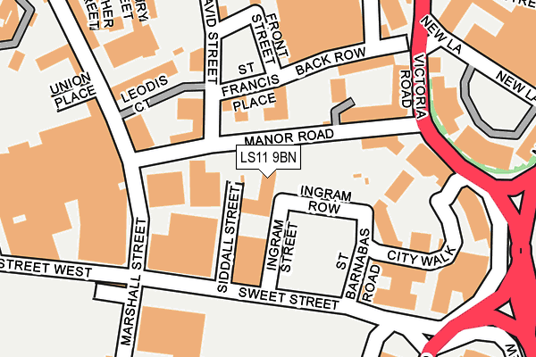 LS11 9BN map - OS OpenMap – Local (Ordnance Survey)